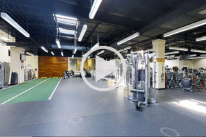 3d virtual tour of a gym thumbnail with play button