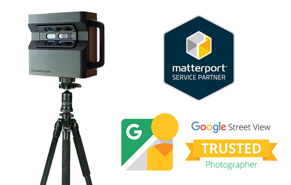 matterport pro 2 camera with google & Matterport logos